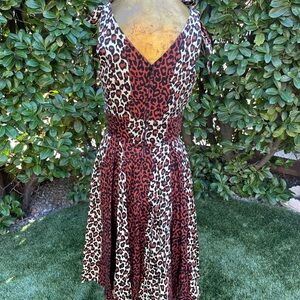 Leopard-Print V-Neck Midi Dress